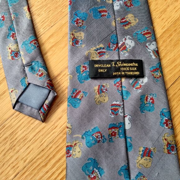 Vintage Thai Elephant Silk Neck Tie T. Shinawatra Made in Thailand Necktie - Picture 11 of 12